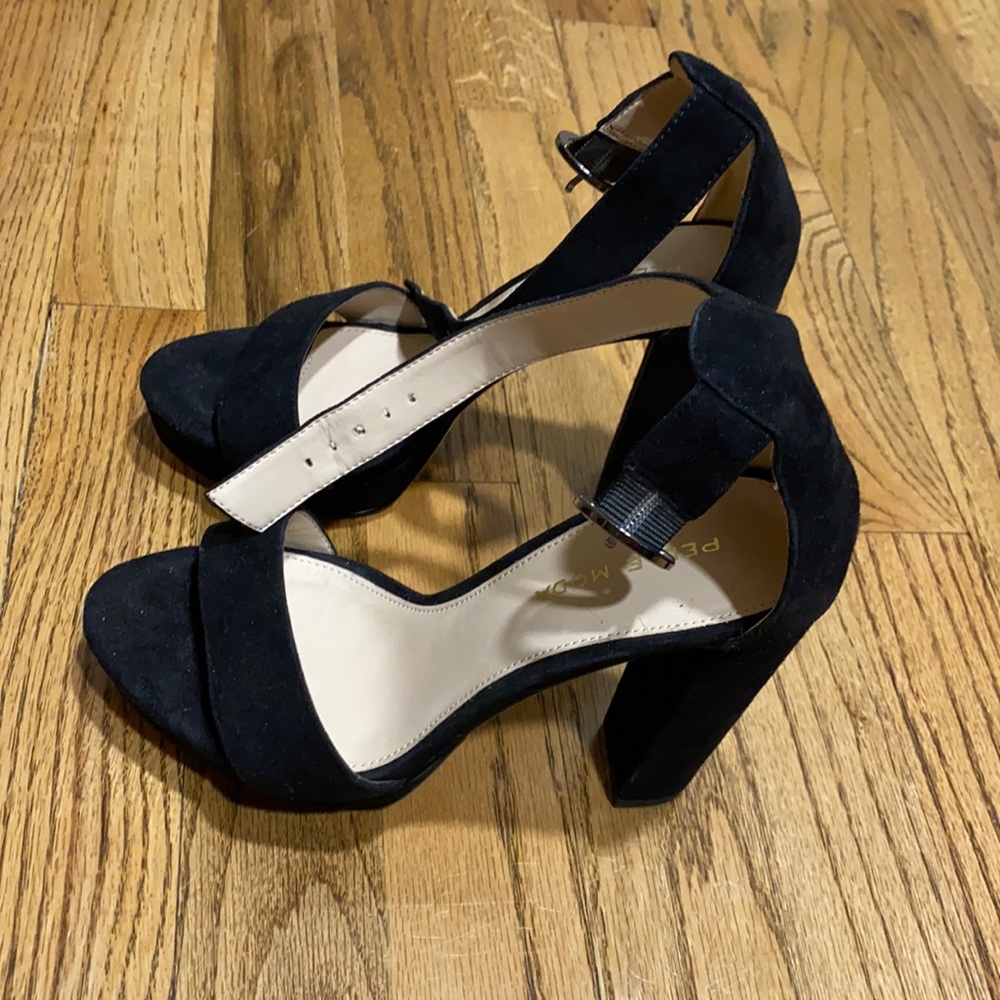 Black suede Pelle Moda platform heels